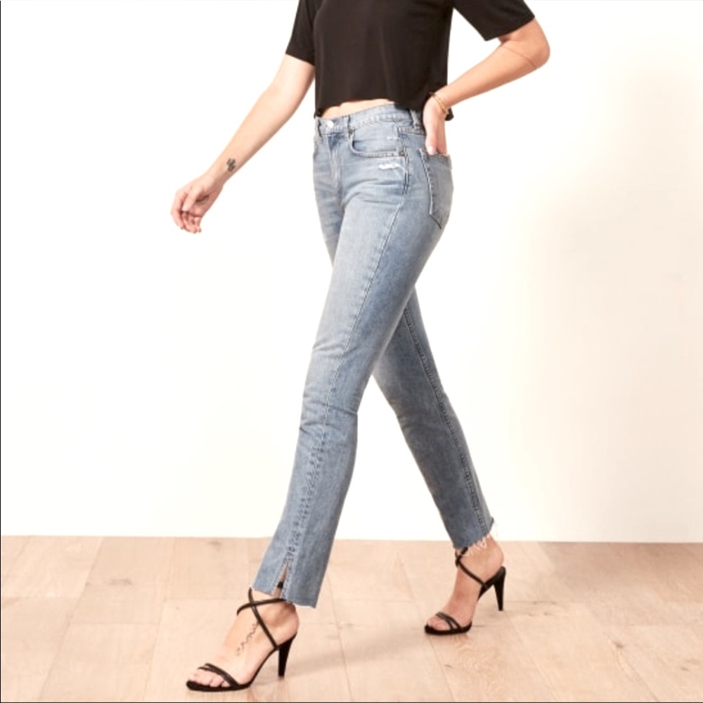 REFORMATION Julia High Waist Slit Hem Jeans Sz 30